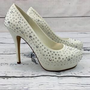Demetrios ivory rhinestone platform heel